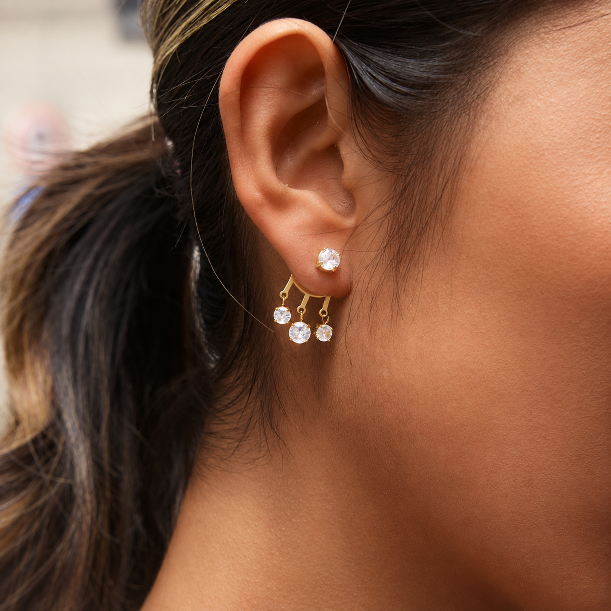 Trinity Drop Earrings - 18K Gold Plated