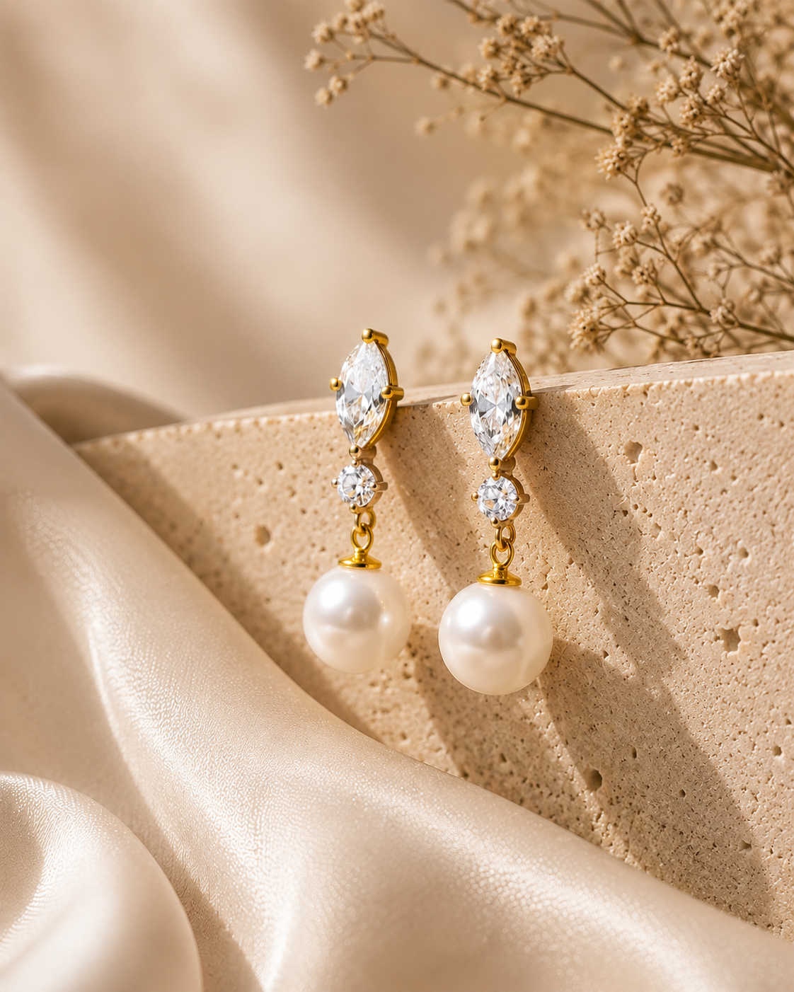 Ciela Pearl Drops Earrings - 18K Gold Plated