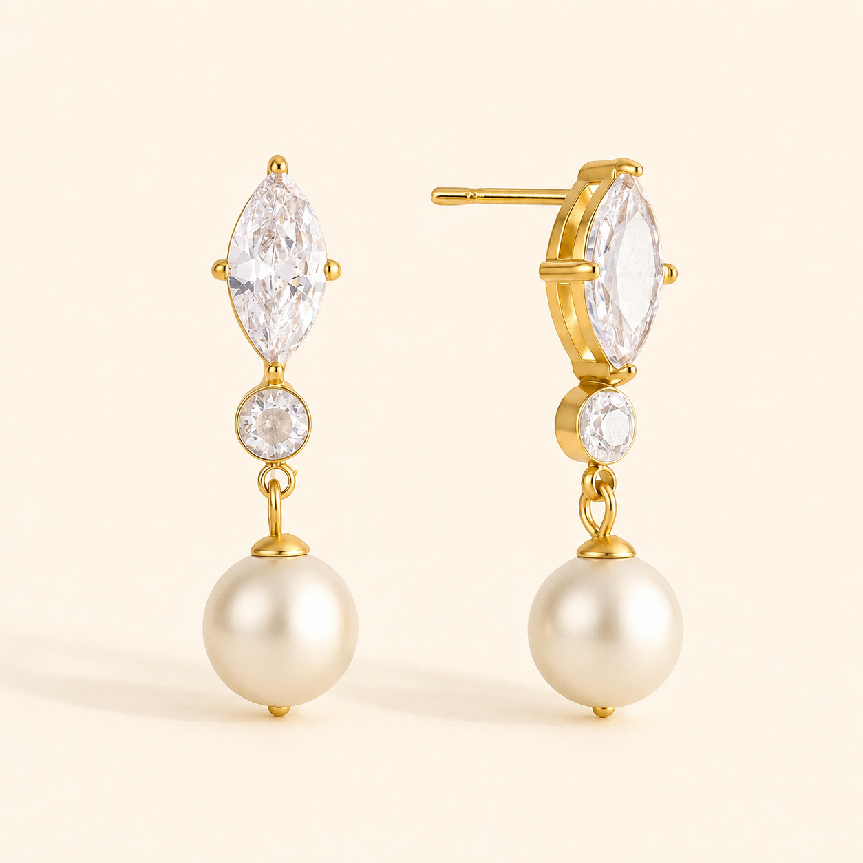 Ciela Pearl Drops Earrings - 18K Gold Plated