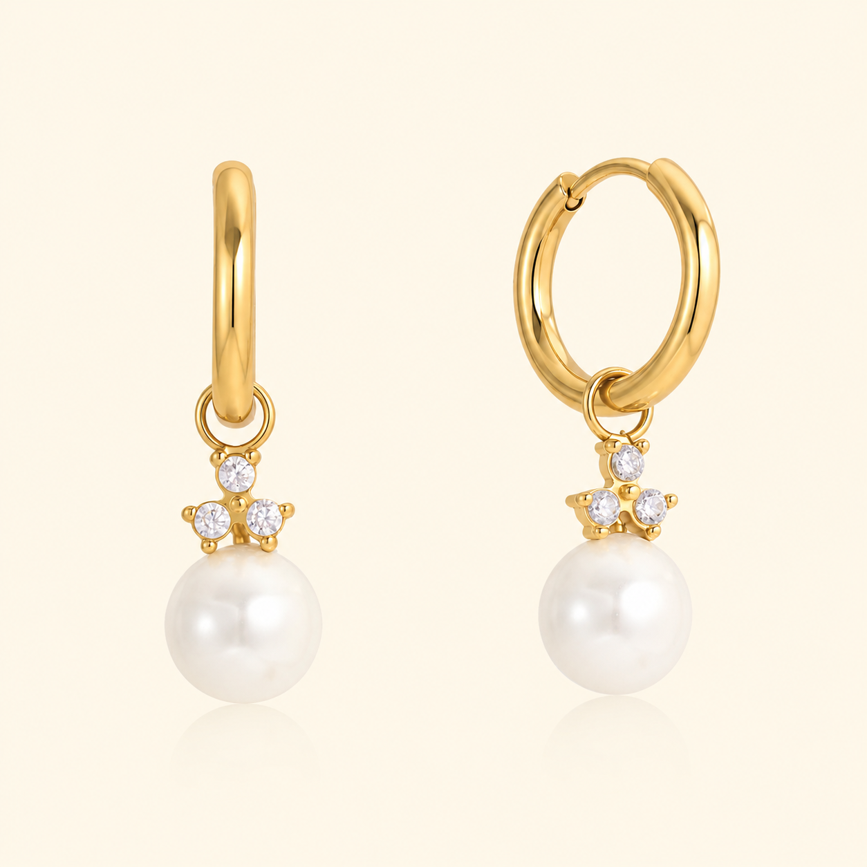 Avenor Pearl Hoops Earrings - 18K Gold Plated