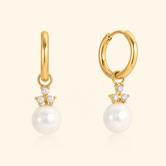 Avenor Pearl Hoops Earrings - 18K Gold Plated