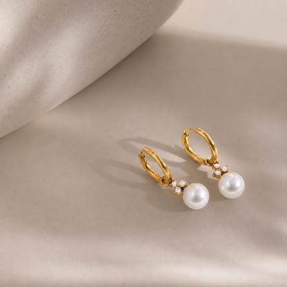 Avenor Pearl Hoops Earrings - 18K Gold Plated