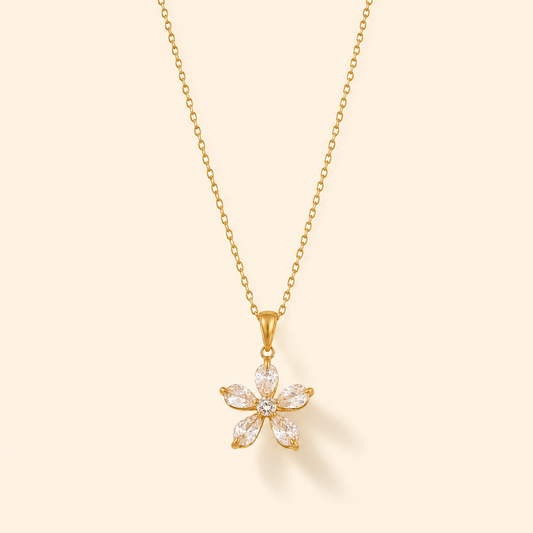 Statement Flower Necklace - 18K Gold Plated