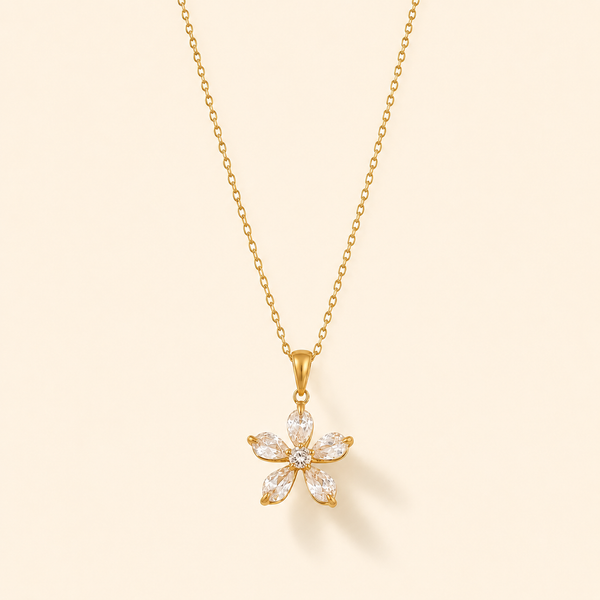 Statement Flower Necklace - 18K Gold Plated