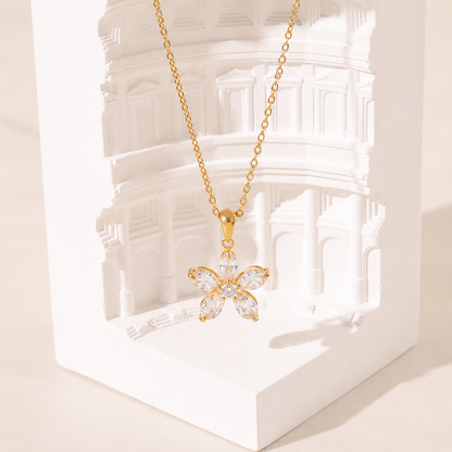 Statement Flower Necklace - 18K Gold Plated