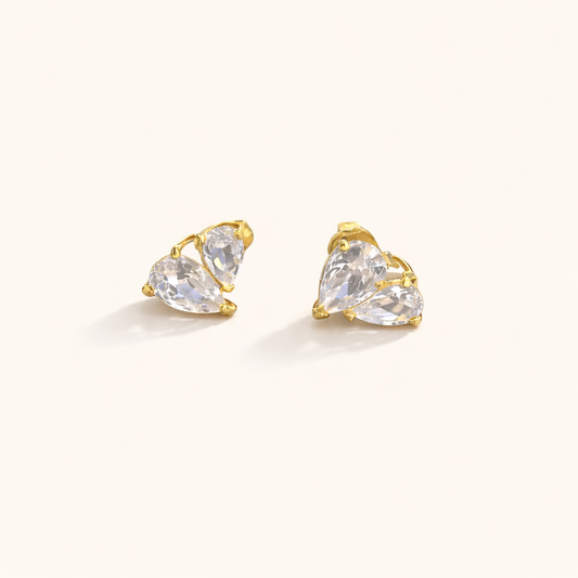 Twin Teardrop Studs Earrings - 18K Gold Plated