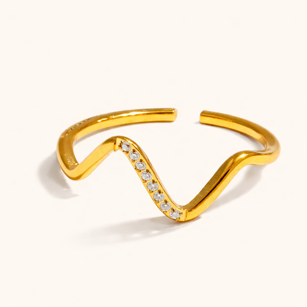Wave Ring - 18K Gold Plated (Adjustable)