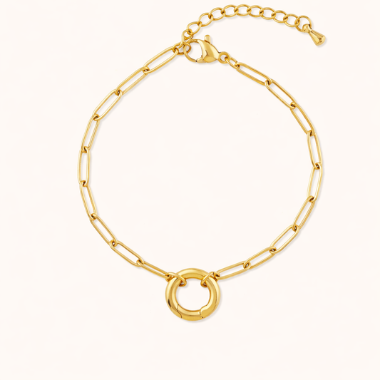 Halo Lock Charm Bracelet – 18K Gold Plated