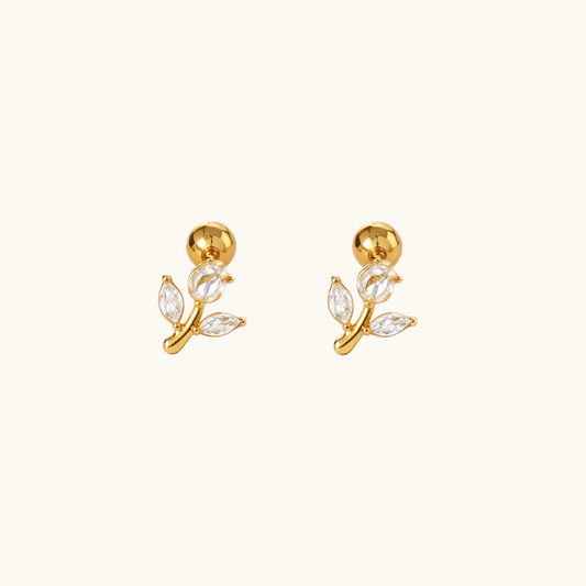 Floral Vine Studs Earrings - 18K Gold Plated