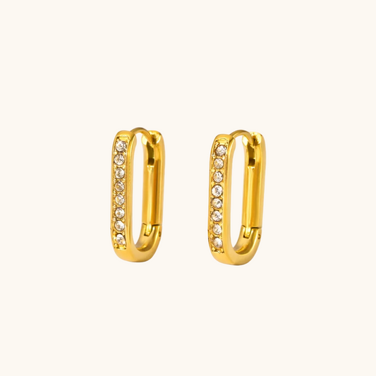 Crystal Huggie Hoops Earrings - 18K Gold Plated
