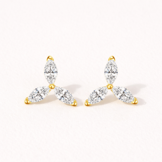 Petal Trinity Studs Earrings - 18K Gold Plated