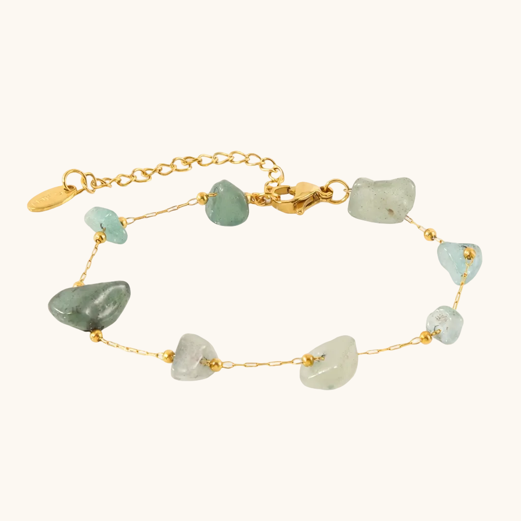 Green Stone Bracelet - 18K Gold Plated