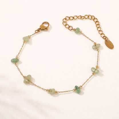 Green Stone Bracelet - 18K Gold Plated