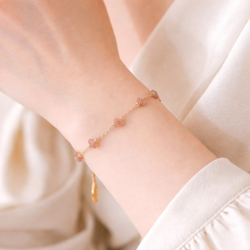 Pink Stone Bracelet - 18K Gold Plated