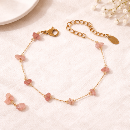 Pink Stone Bracelet - 18K Gold Plated
