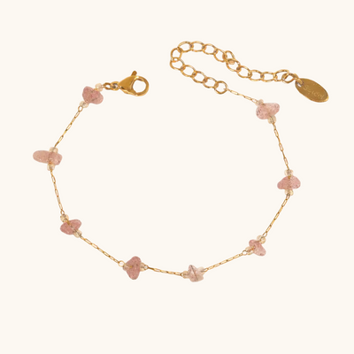 Pink Stone Bracelet - 18K Gold Plated