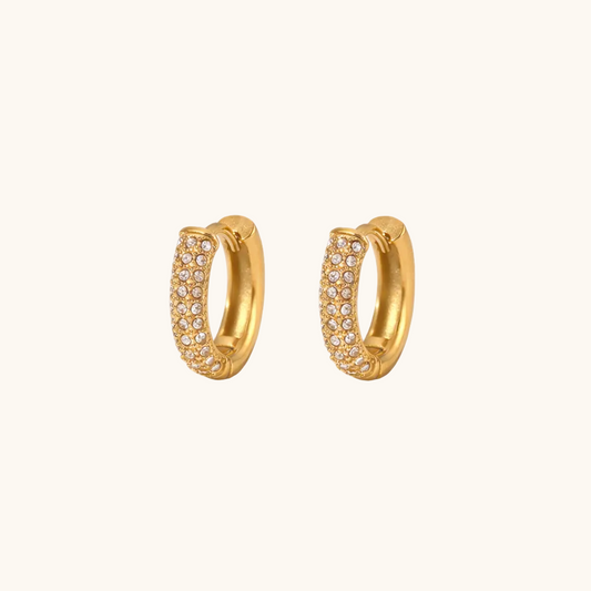 Dazzle Dome Huggies Earrings - 18K Gold Plated