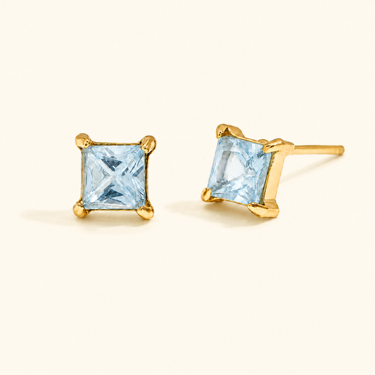 Aqua Radiance Studs Earrings - 18K Gold Plated