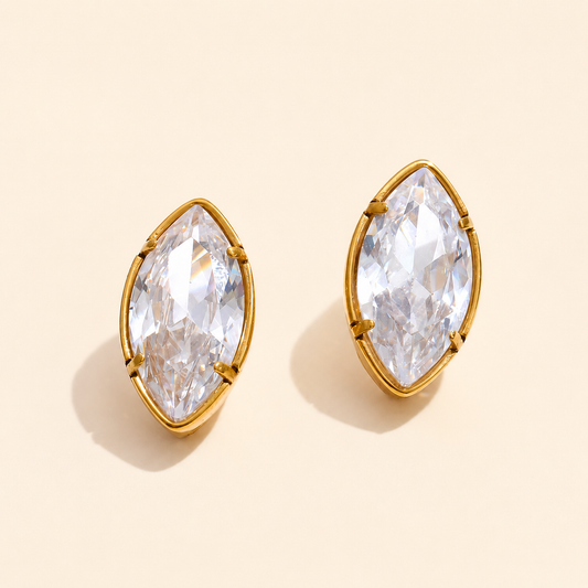 Marquise Studs Earrings - 18k Gold Plated