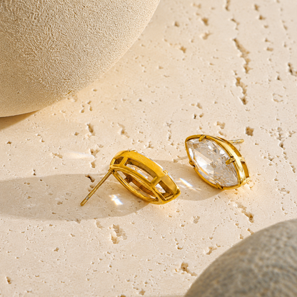 Marquise Studs Earrings - 18k Gold Plated
