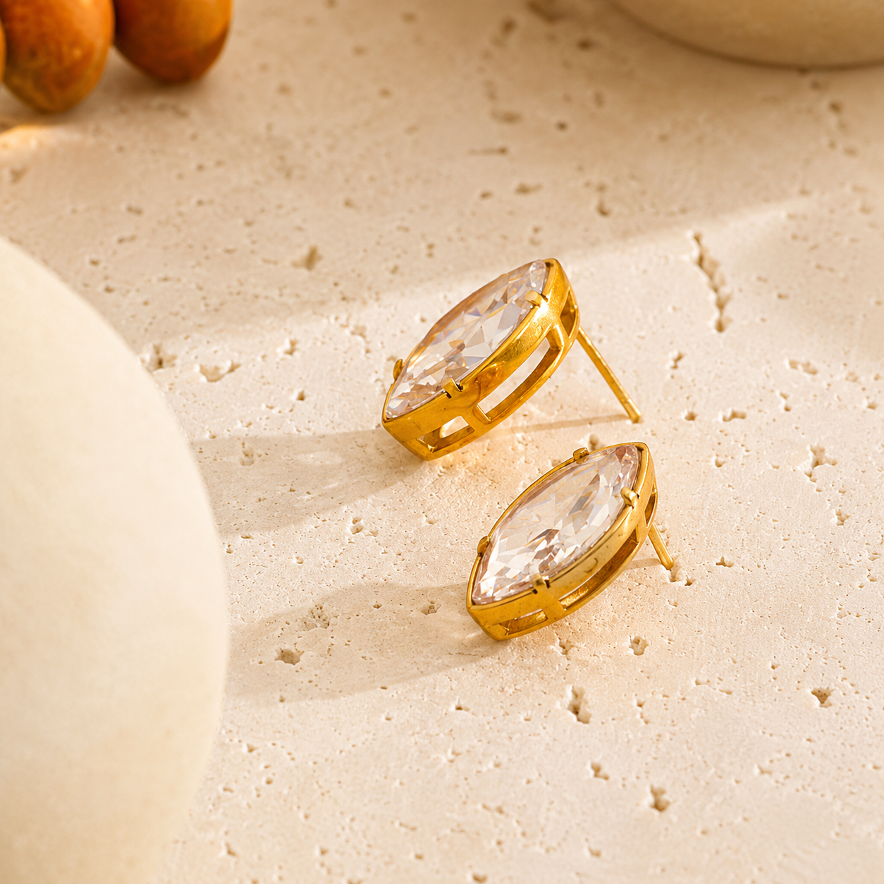 Marquise Studs Earrings - 18k Gold Plated