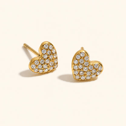 Bella Heart Studs Earrings - 18k Gold Plated