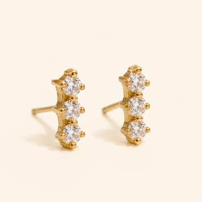 Maison Trio Studs Earrings - 18k Gold Plated