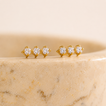Maison Trio Studs Earrings - 18k Gold Plated