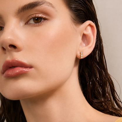Maison Trio Studs Earrings - 18k Gold Plated