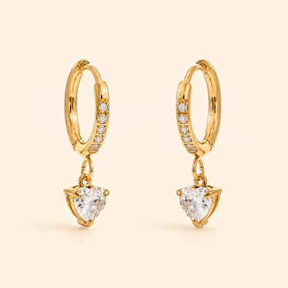 Amora Heart Huggies Earrings - 18k Gold Plated