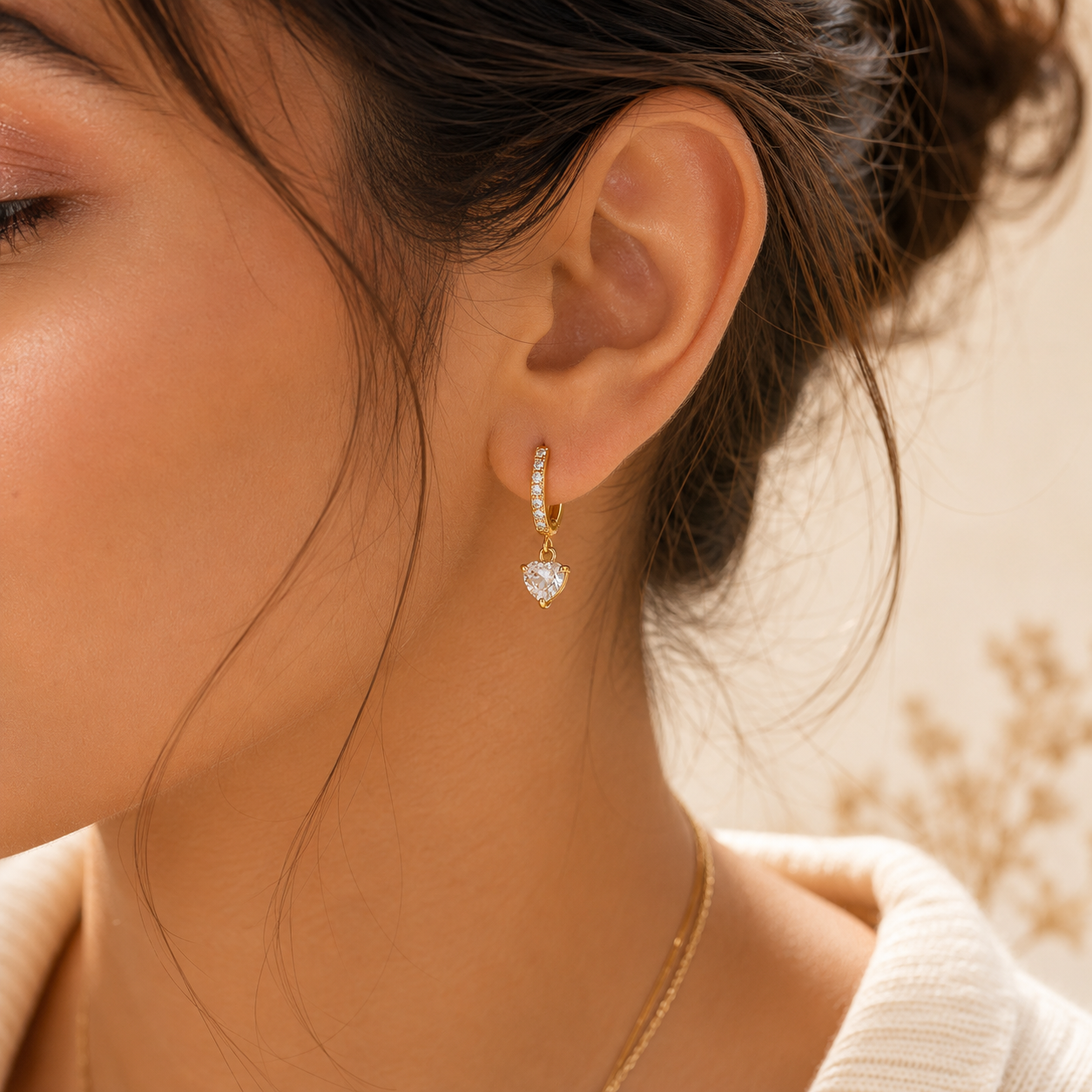 Amora Heart Huggies Earrings - 18k Gold Plated