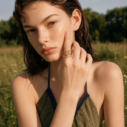 Orbit Wrap Ring - 18k Gold Plated (Adjustable)