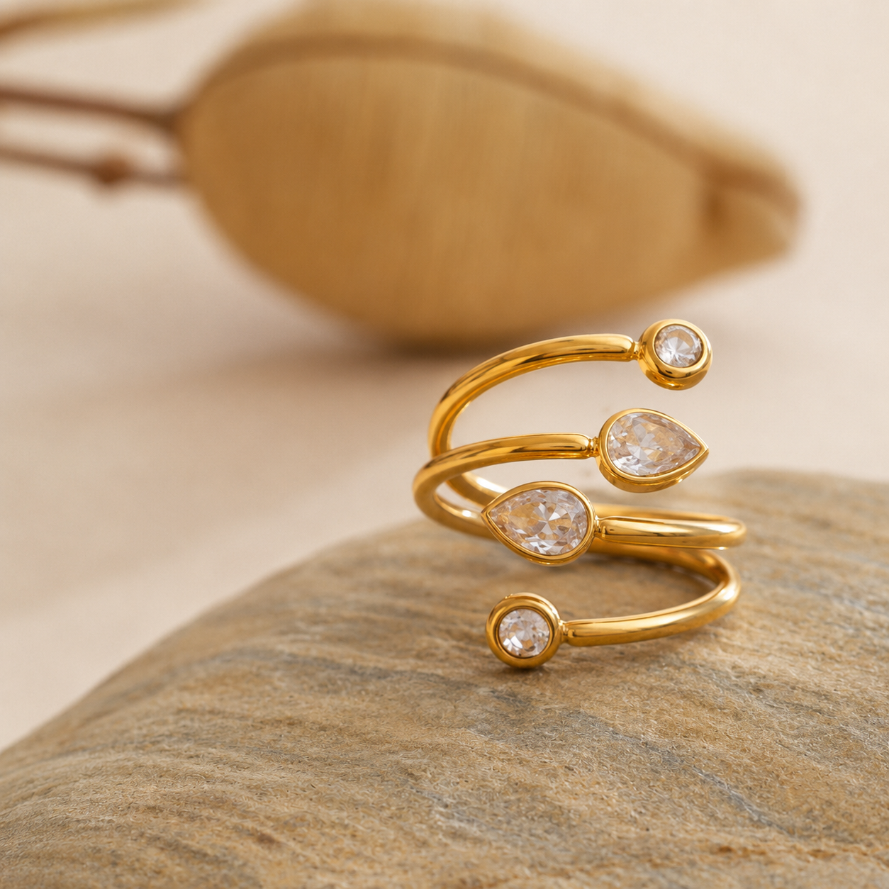 Orbit Wrap Ring - 18k Gold Plated (Adjustable)