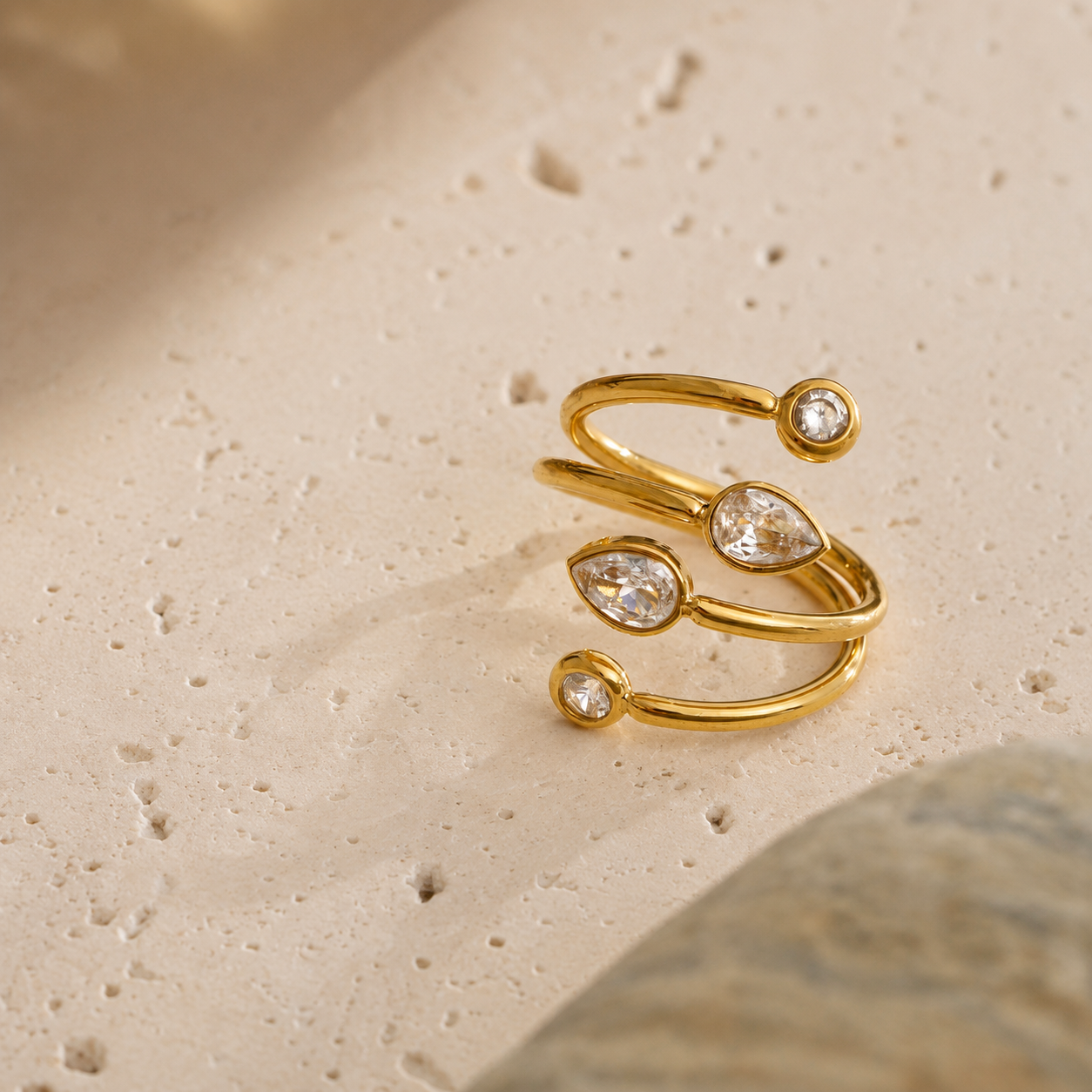 Orbit Wrap Ring - 18k Gold Plated (Adjustable)