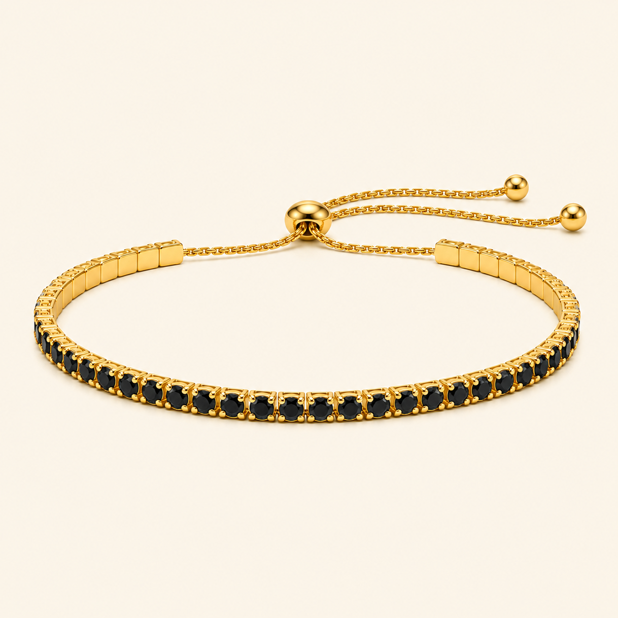 Onyx Adjustable Tennis Bracelet - 18k Gold Plated