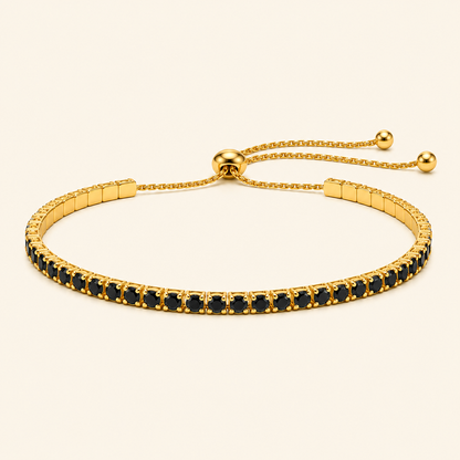 Onyx Adjustable Tennis Bracelet - 18k Gold Plated
