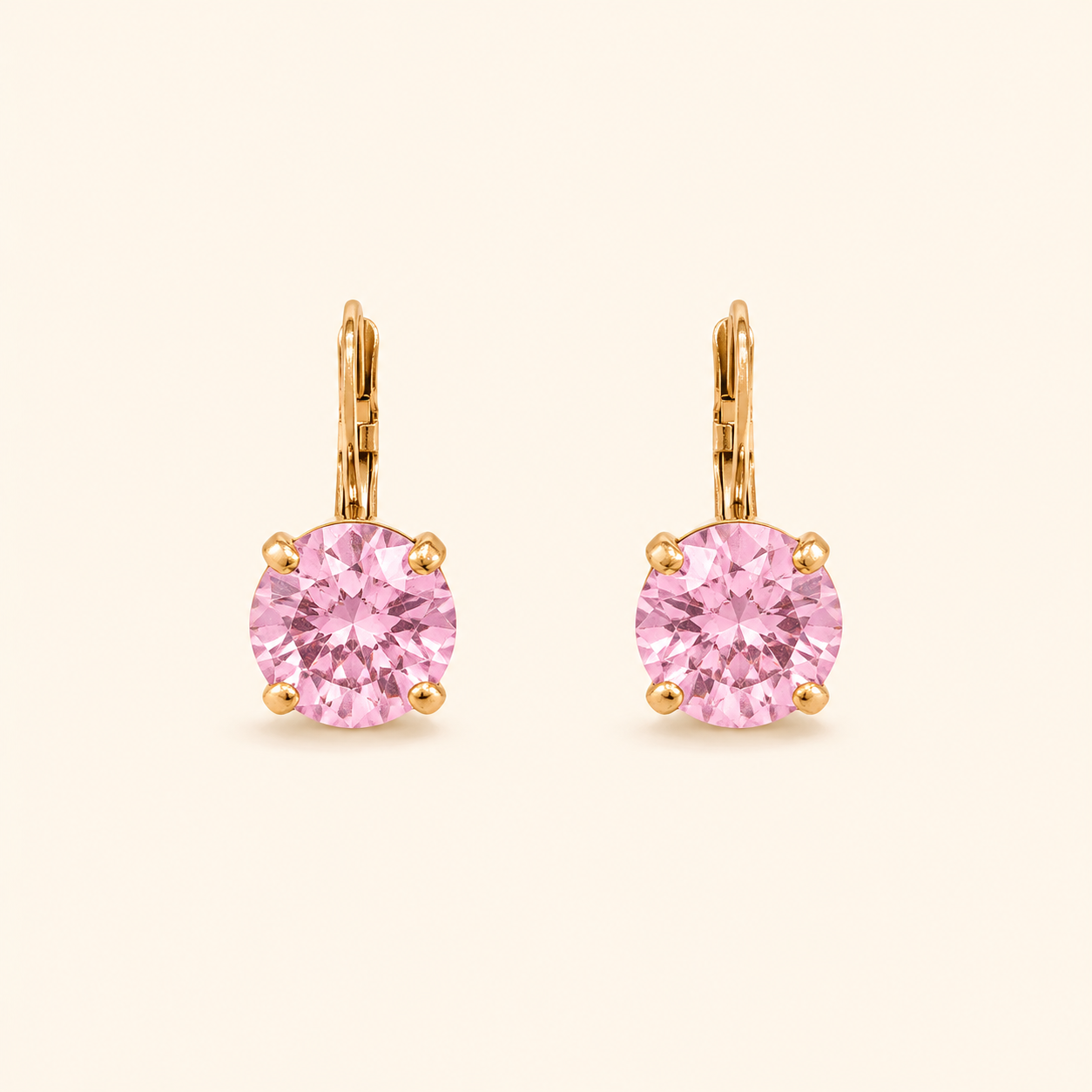 Pink Lumiere Hoops Earrings - 18k Gold Plated