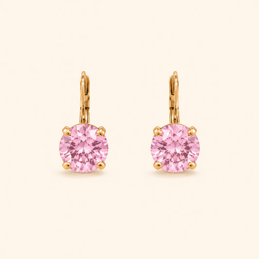 Pink Lumiere Hoops Earrings - 18k Gold Plated