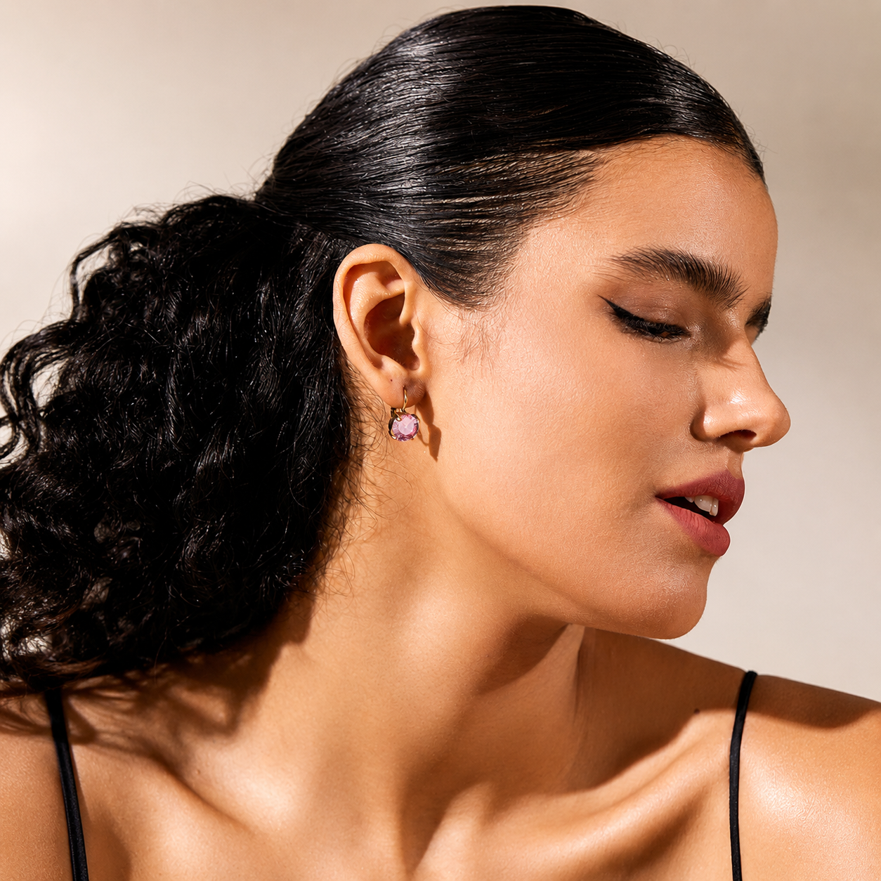 Pink Lumiere Hoops Earrings - 18k Gold Plated