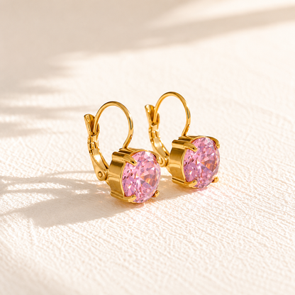 Pink Lumiere Hoops Earrings - 18k Gold Plated