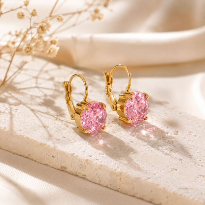 Pink Lumiere Hoops Earrings - 18k Gold Plated