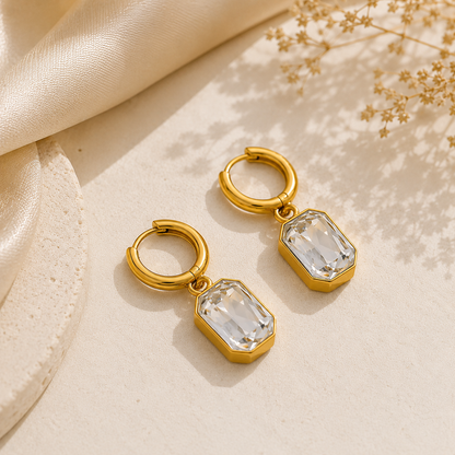 Crystal Muse Hoops Earring - 18k Gold Plated