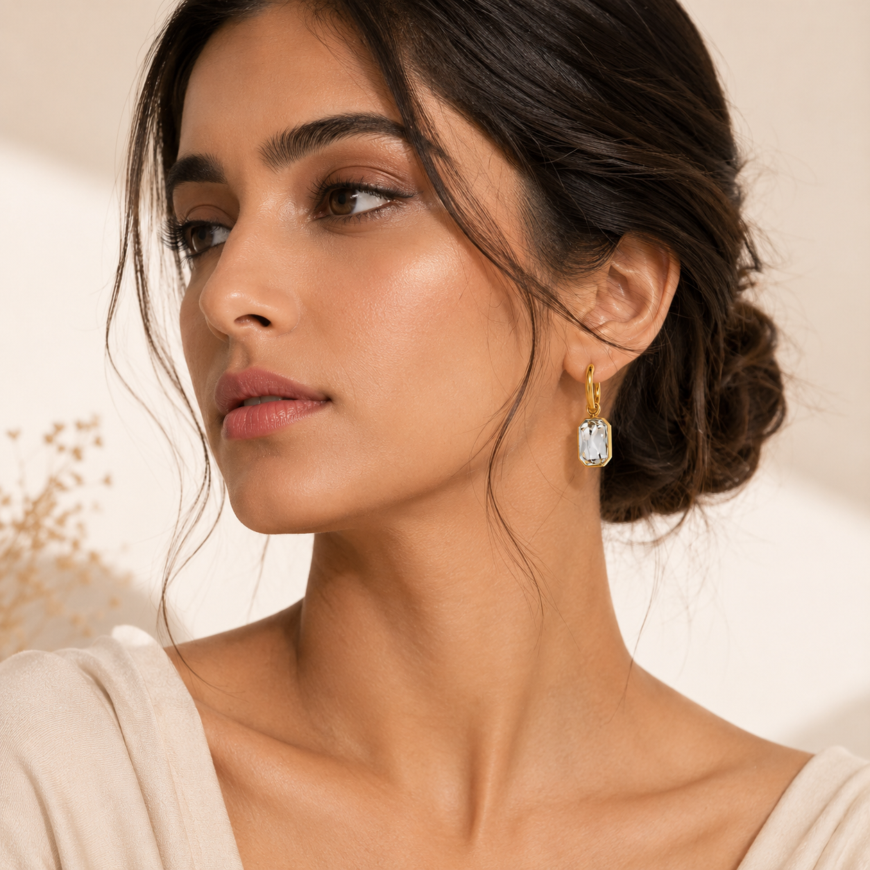 Crystal Muse Hoops Earring - 18k Gold Plated