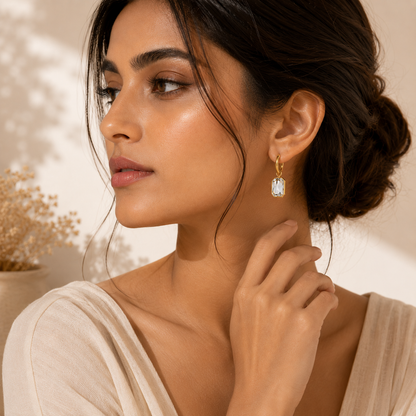 Crystal Muse Hoops Earring - 18k Gold Plated