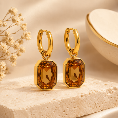 Amber Muse Hoops Earrings - 18k Gold Plated