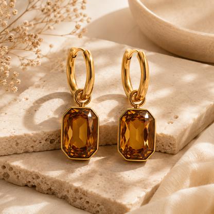 Amber Muse Hoops Earrings - 18k Gold Plated