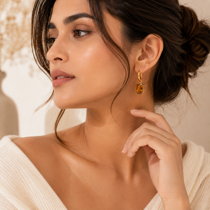 Amber Muse Hoops Earrings - 18k Gold Plated