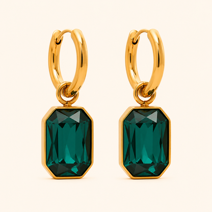 Emerald Muse Hoops Earrings - 18K Gold Plating