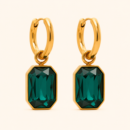 Emerald Muse Hoops Earrings - 18K Gold Plating