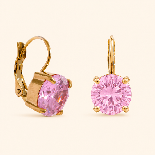 Pink Lumiere Hoops Earrings - 18k Gold Plated